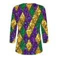 thumbnail image 5 of Giftesty Women's Carnival Print V Neck Button Sequin Loose 3/4 Sleeve Casual T-Shirt for Holiday Daily Wear, 5 of 5