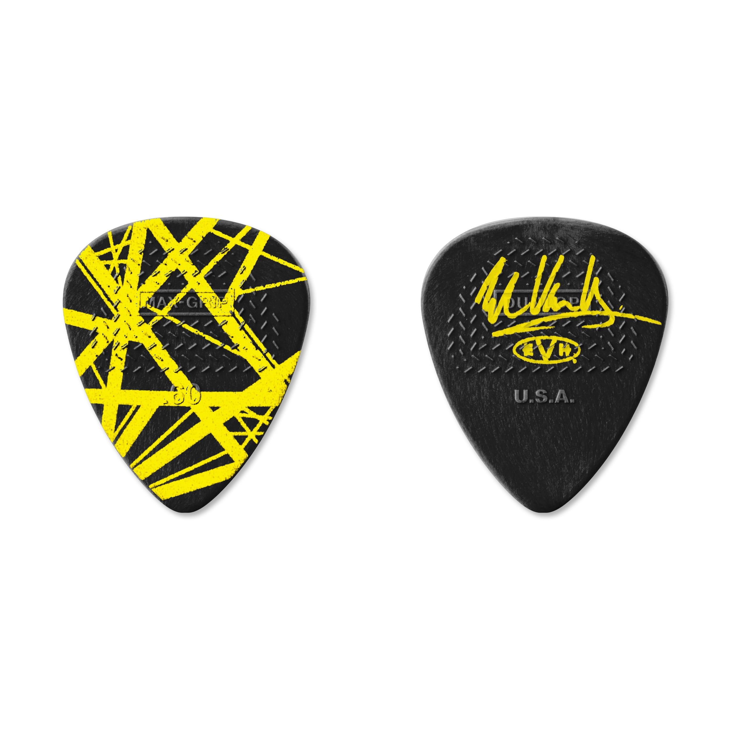 Eddie Van Halen Guitar Picks EVH Black Yellow Stripes Max Grip .60mm 12-Pack