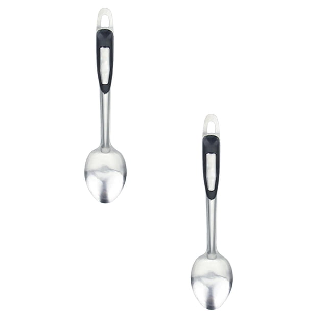 Oleegame 2PC Stainless Steel Cutlery Set Black Insulated Handle Stainless Steel Kitchenware Kitchen Utensils Spoon Black