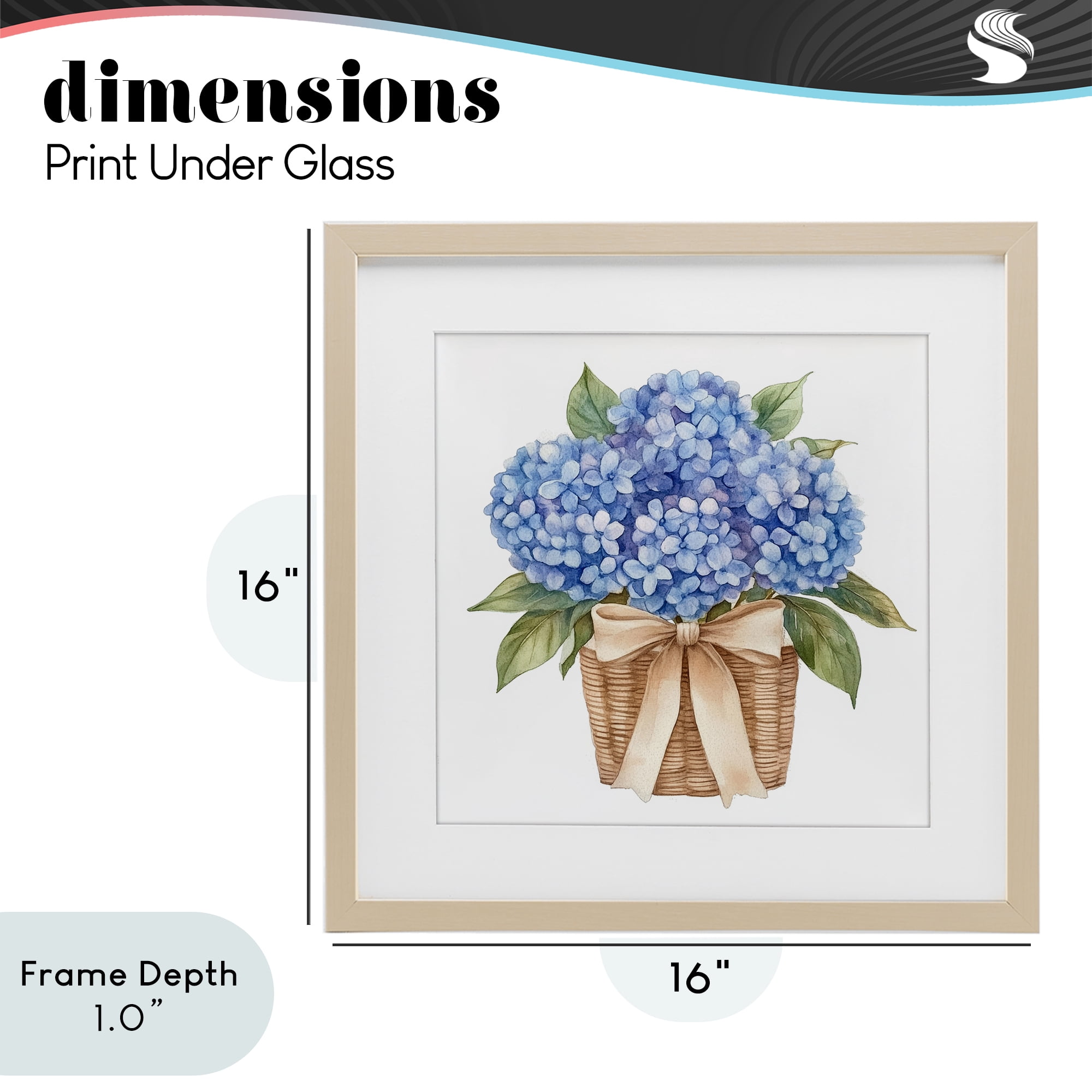 Stupell Industries Blue Hydrangea Picnic Basket Birch Framed Print Under Glass, design by Petal Prints Design