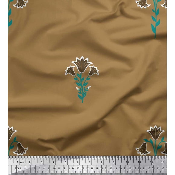 Soimoi Rayon Fabric Leaves & Floral Artistic Printed Craft Fabric by the Yard 56 Inch Wide