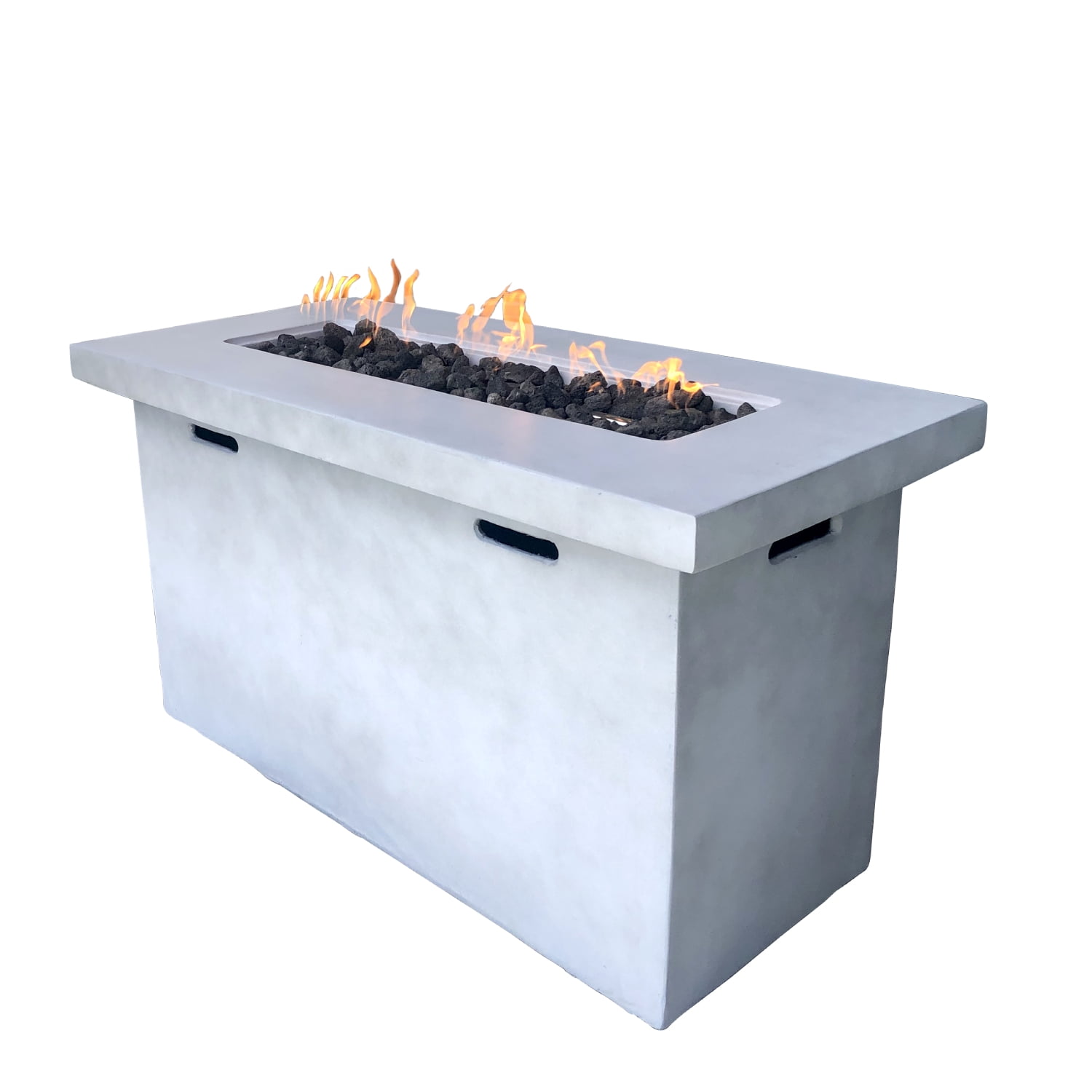 E-Western 25-Inch Fiber Reinforced Concrete Propane Fire Pit Table for Outdoor Garden Patio Heating with Lava Rocks Weather-Resistant and Stylish Design