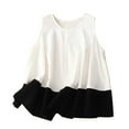 thumbnail image 2 of ALLLIST Womens Tops Clearance Under $5 White Crew Neck Sleeveless Cotton and Linen Solid Tank Tops Tank Tops L, 2 of 4