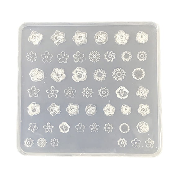 Transparent Floral Cavity Nail Mold for DIY Nail Art Silicone Flower Charm Form for Small Resin Embellishments Mold Tray