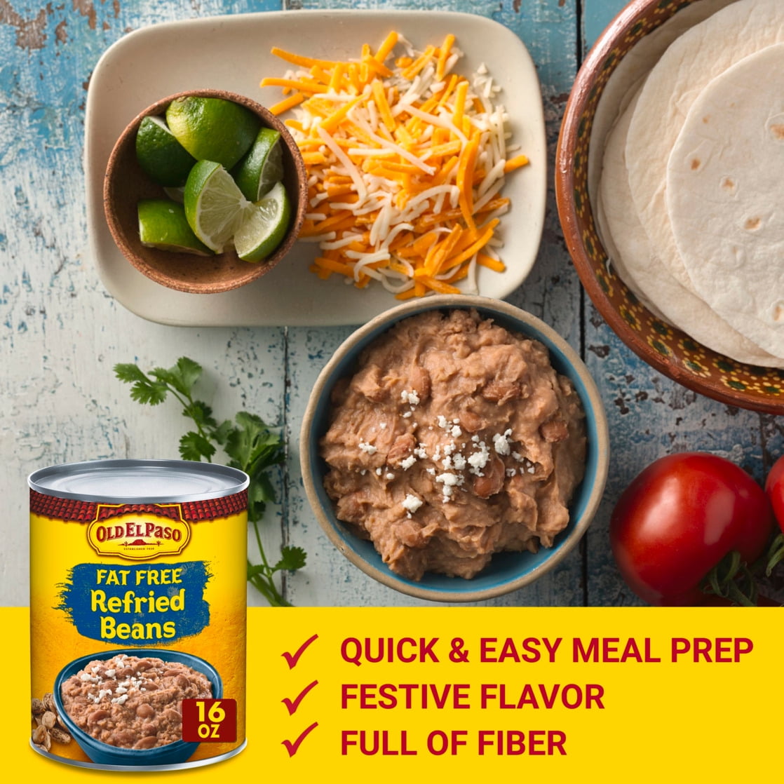 (12 pack) Old El Paso Fat Free Refried Beans, 16 oz.