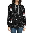 thumbnail image 4 of Xmas Novelty Clothing Women Hooded Sweatshirt Merry Christmas Outfits Snowman Snowflake Shirts Drawstring Pullover Kangaroo Pocket Tops Santa Claus Graphic Garments, 4 of 6