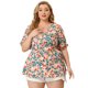 thumbnail image 4 of Women's Plus Size Blouse Floral Ruffle Sleeve Faux Wrap Peplum Top Pink 4X, 4 of 7