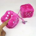 thumbnail image 6 of TRIANU Fuzzy Plush Dice for Car Mirror, 2 Pack Retro 3” Pink Dice with White Dots for Car Interior Hanging Ornament Decoration, 6 of 6