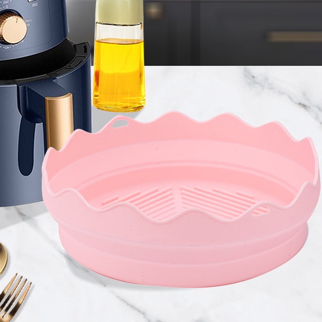 Revestimiento redondo para freidora de aire, bandeja antiadherente de silicona para parrilla, utensilios de cocina (rosa) Ehuebsd Libre de BPA