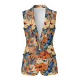 thumbnail image 2 of Uorisanigo Tropical Floral Print Long Vest for Women with Pockets Women's Suit Vest Top Loose Waistcoat Vests Elegant Outerwear Size S, 2 of 7
