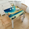 thumbnail image 2 of BANET Coastal Beach Tablecloth Fitted Table Cover, Elastic Tablecloths Waterproof Outdoor Indoor Stretch Cloth Tablecover for Dinner, Party, Shower, Summer Tropical Plants Sea Sky Landscape, 2 of 7