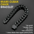 thumbnail image 5 of ChainsProMax Curb Chain Link Bracelet for Men 12mm Wide 7.5inch Miami Cuban Link Bracelet Black Thick Bracelet Stainless Steel, 5 of 9