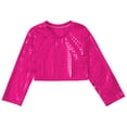 thumbnail image 3 of Alvivi Girls Kids Glitter Long Sleeve Crop Top Hip Hop Jazz Dance T-shirts Stage Performance Costume Hot Pink 6-7, 3 of 7