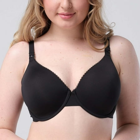 

TOWED22 Wireless Bras For Women Women s Full Coverage Lace T Shirt Bra Lightly Lined Underwire Smoothing Black XXL