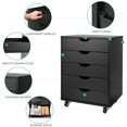 thumbnail image 4 of 5 Drawer Mobile Wood Filing Cabinet, Home Office Vertical File Cabinet with Lockable Wheels for Files, Folders and A4 Letter-Size Documents, 4 of 10