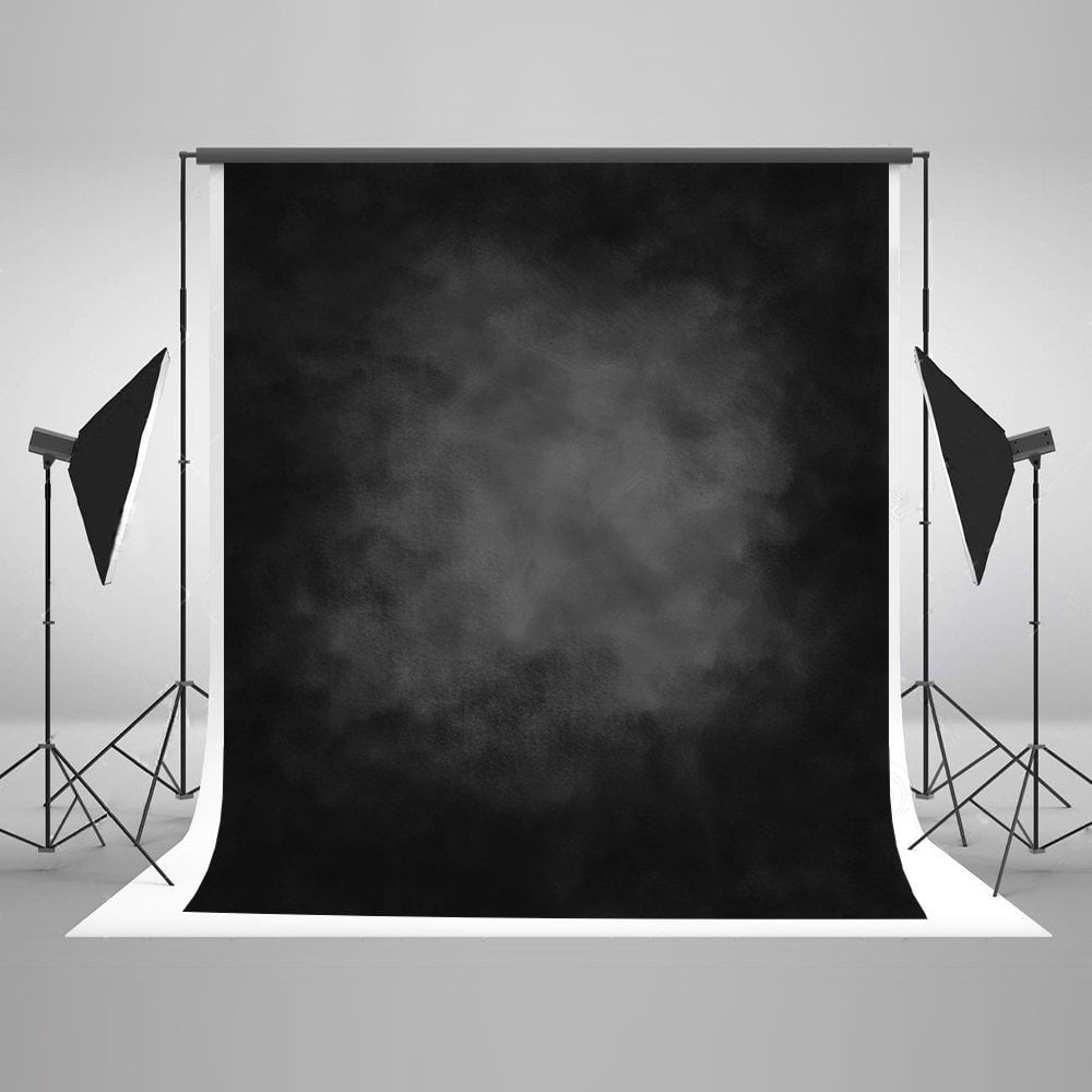 HelloDecor Polyester Fabric 5x7ft Black Abstract Photography Backdrop