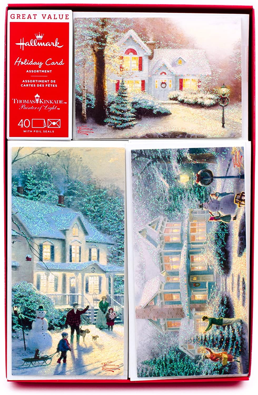 Hallmark Thomas Kinkade Boxed Christmas Cards Assortment, Snowy Houses