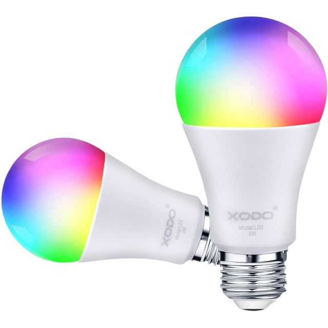XODO 2-Pack LB3 Smart WiFi Bombilla, LED Multi Color Changing, App Controlado, Ajustable Color Changing Smart Bulb