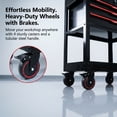thumbnail image 3 of 3-Drawer Rolling Tool Cart with Wheels, Tool Box Cart with Lift-up Steel Top, Mechanic Tool Storage Organizer Cabinet for Garage, Warehouse, Workshop, Repair Shop - Black&Red, 3 of 9