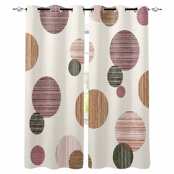 Abstract Geometric Blackout Curtains 96 Inch Length 2 Panels Set, Farmhouse Vintage Polka Dot Red Brown Full Shading Curtains for Windows, Blackout Curtains for Bedroom Living Room 52"x96"