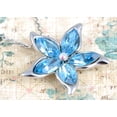 thumbnail image 2 of Aquamarine Blue Petals of a Delicate Floral on a Silver Tone Thin Chain Pendant, 2 of 4