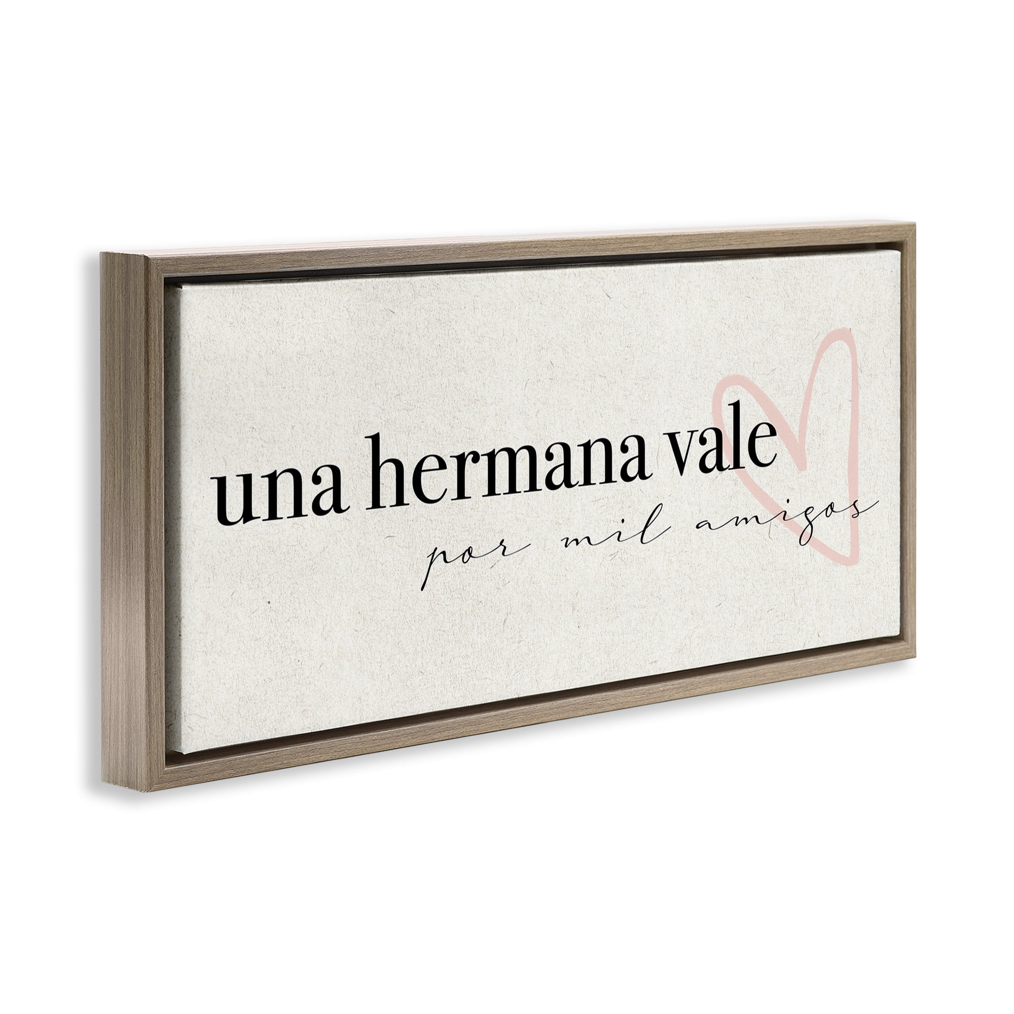 Stupell Industries Una Hermana Vale Inspirational Quotes & Sayings Painting Brown Floater Framed Art Print Wall Art, 31 x 14