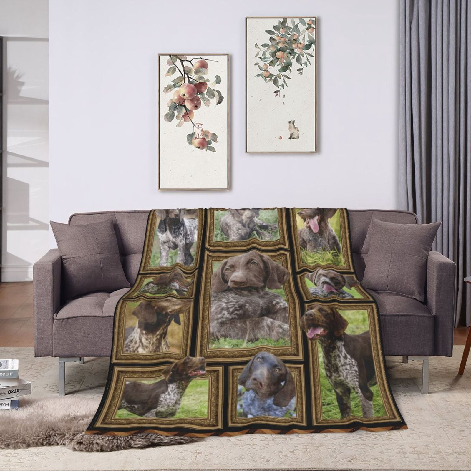 Wijzvio German Shorthaired Pointer Dog Throw Blanket Soft Fuzzy Fleece Blanket For Couch Bed Living Room Decoration 50"X40"