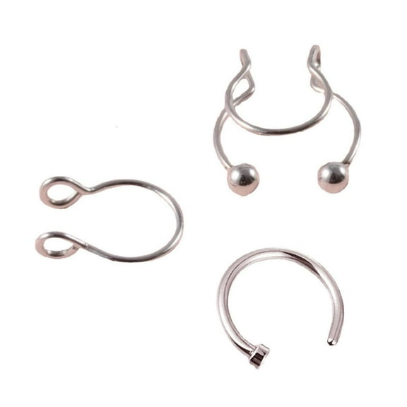 Necvior 3pcs Fake Nose Ring Stainless Steel Fake Septum Nose Studs Non Pierced Jewelry