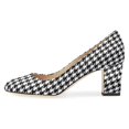 thumbnail image 2 of XYD Women Chunky Block Heels Round Toe Shoes Comfortable Party Office Pumps Slip Ons Size 12.5 Houndstooth, 2 of 5
