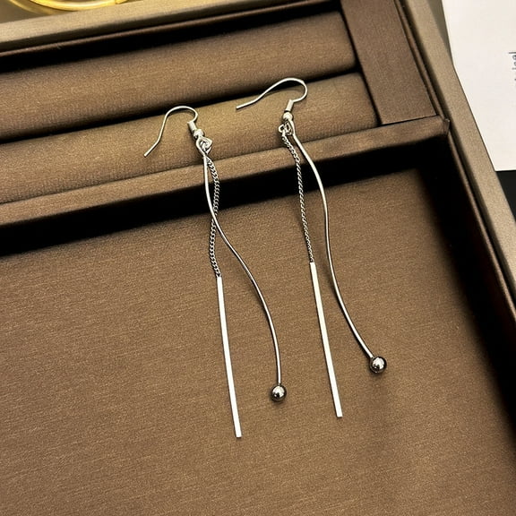 Zhuge Minimalist Tassel Drop Dangle Earrings, Set of 1 Pair, Lightweight Fringe Statement Jewelry for Women,T10