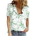 thumbnail image 7 of Mchoice Summer Tops for Women 2024 Trendy Short Sleeve Split Neck Shirts Floral Print Elegant Blouses With Chest Pocket, 7 of 7