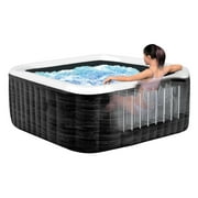 Open Box Intex PureSpa Plus Greystone Inflatable Square Hot Tub Spa, 83 x 28