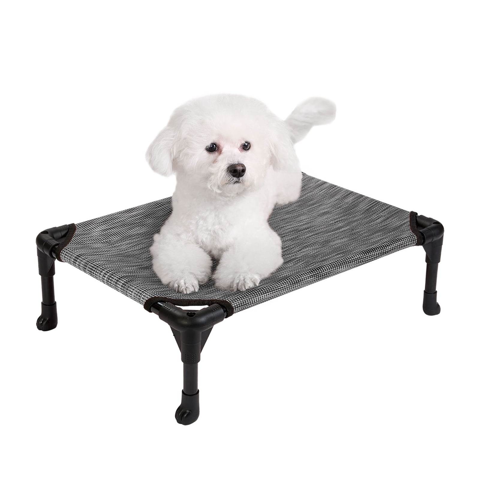 Veehoo Cooling Elevated Dog Bed, Portable Raised Pet Cot with Washable Mesh, Small, Black Silver
