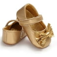 thumbnail image 5 of Baby Girl Shoes Mary Jane Flats with Bowknot Non-Slip Toddler First Walkers Infant Dress Shoes, 5 of 6