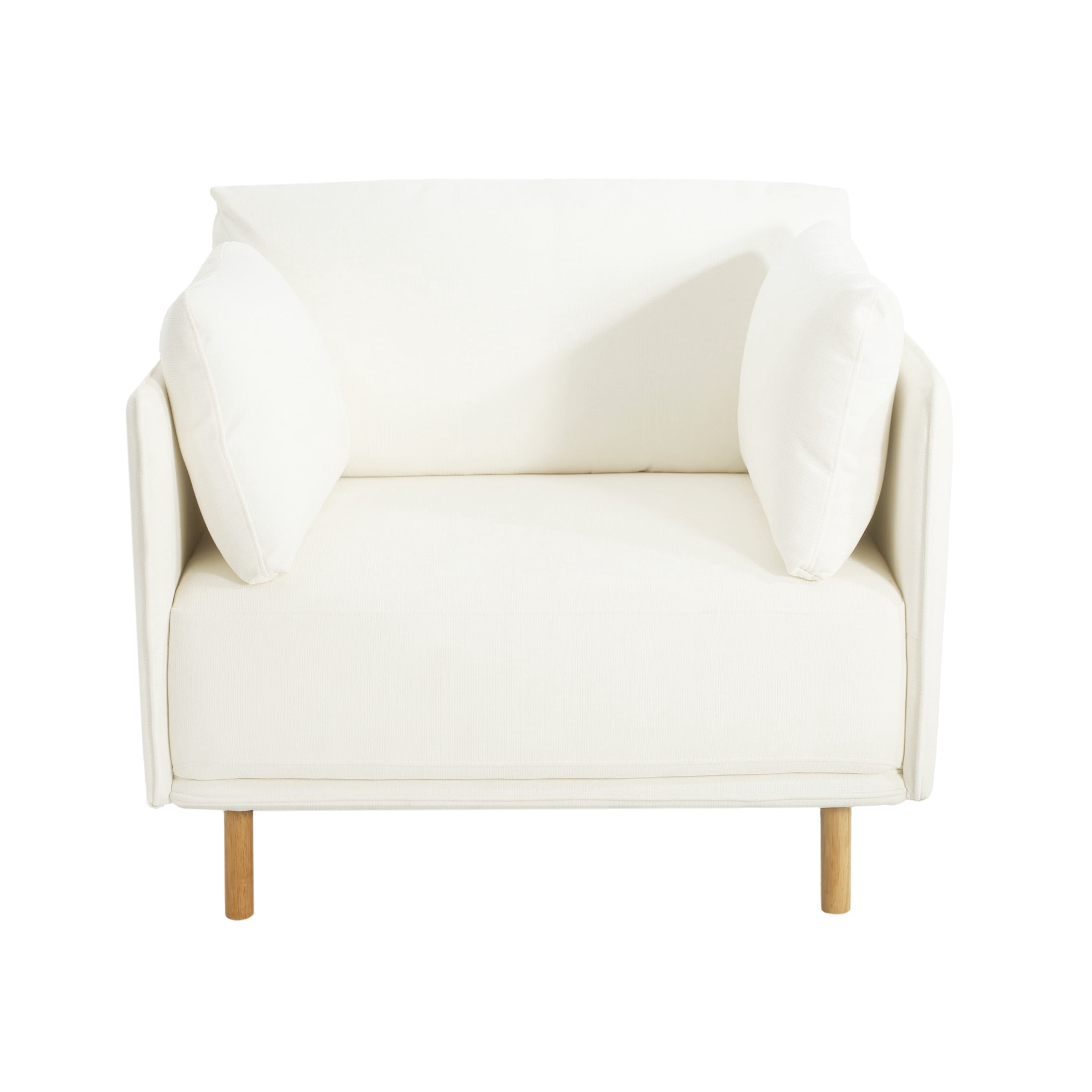 Noble House Modern Upholstered Accent Chair with Sturdy Wooden Legs, Cozy Seating for Living Room, White