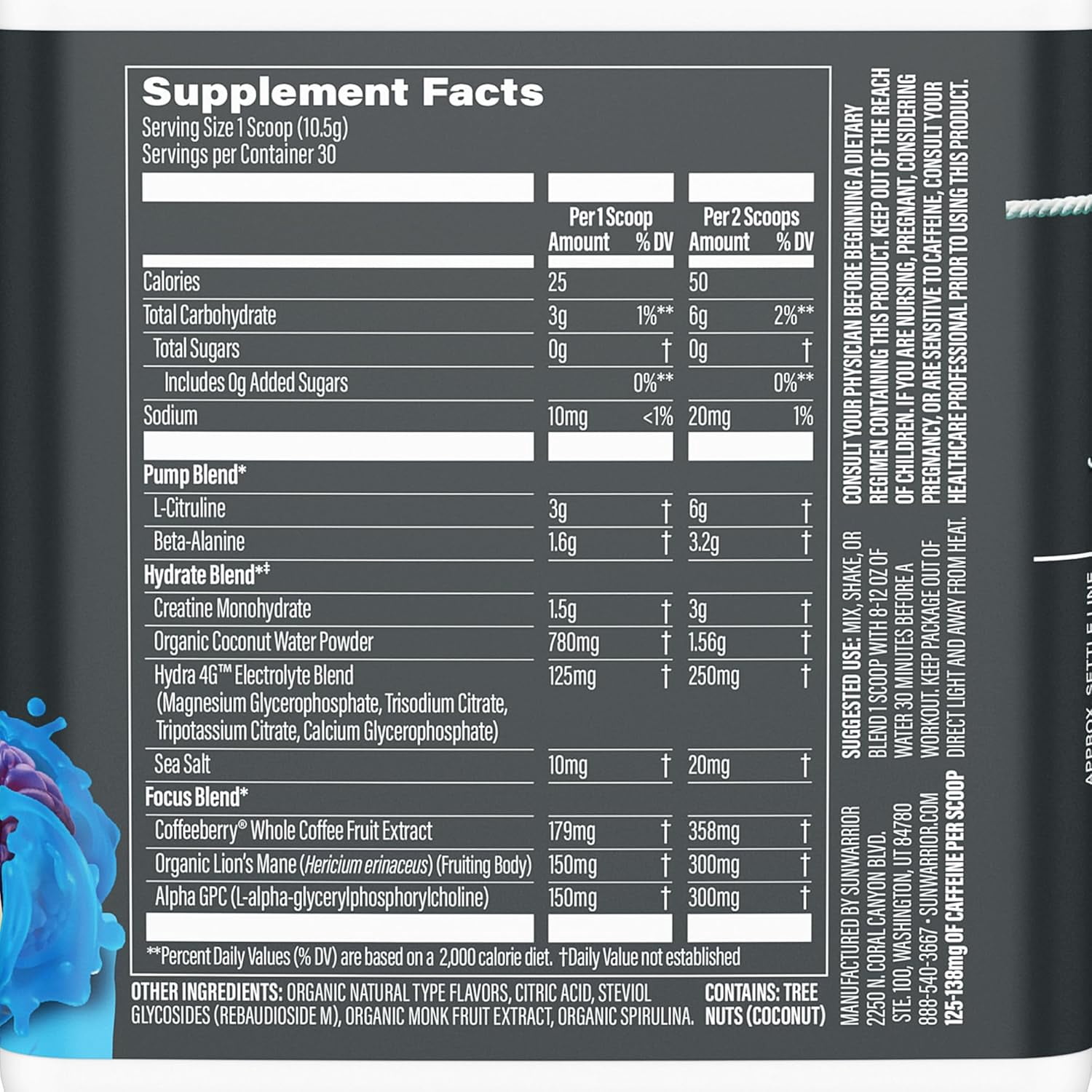 Sunwarrior Active Pre-Workout Powder for Men & Women, Raspberry Pineapple, 315g (30 Servings)