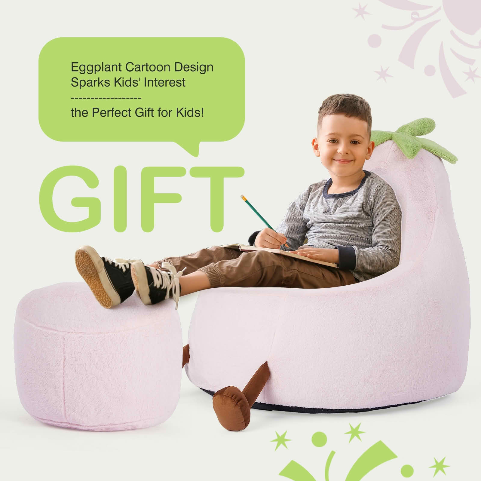 MAYEERTY Children's Bean Bag Chair Artificial Rabbit Fur Cover Filled Toddler Teen Sofa
