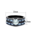 thumbnail image 2 of 2.85Ct Clear and Sea Blue Cz Gray Stainless Steel Wedding Ring Set Women's Size 8, 2 of 6