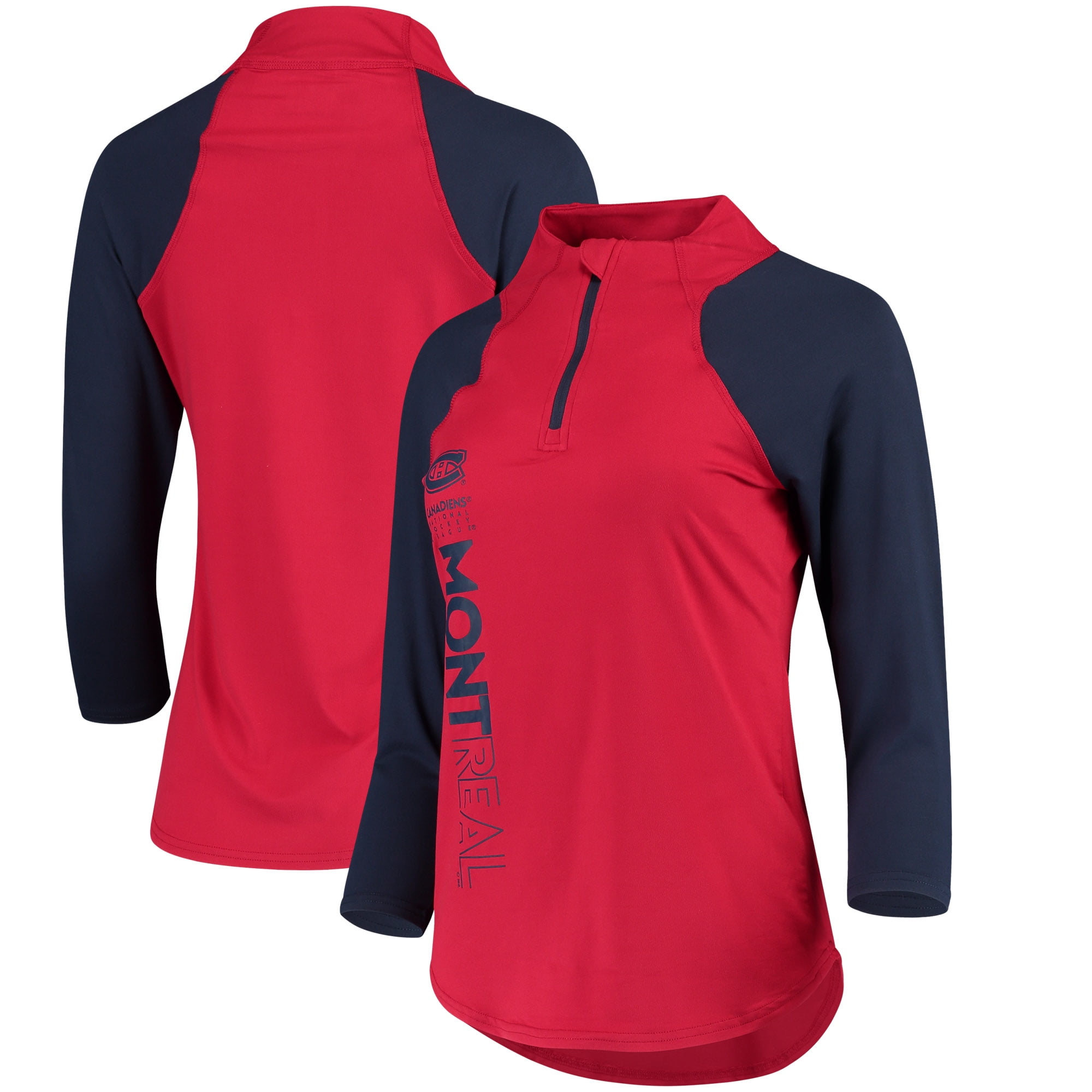 Montreal Canadiens G-III 4Her by Carl Banks Women's Zip It Up Quarter-Zip Long Sleeve T-Shirt Red Blue by G-III LEATHER FASHIONS INC