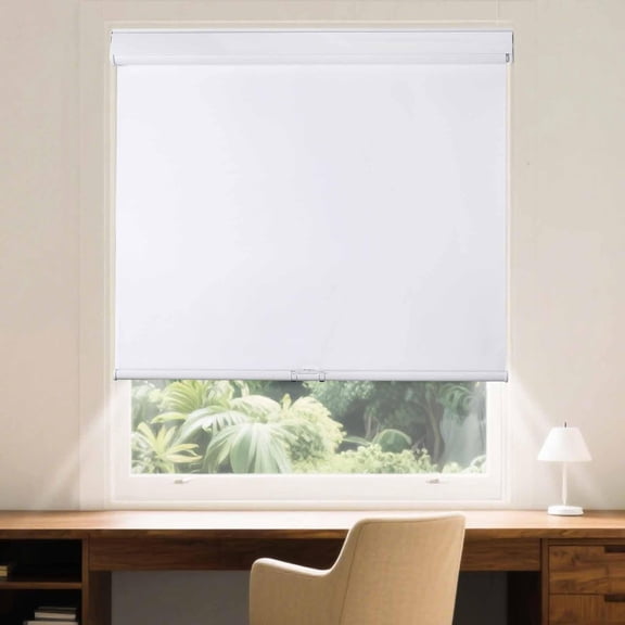 LQSEO Roller Window Shades Free-Stop Cordless Blackout Blinds,Thermal Insulated Pull Down Shades for Windows,Uv Protection Fabric Roller Blinds for Home Office (24"Wx72"H,White)