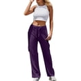 thumbnail image 3 of Bovemsi Womens Pants Cargo Women High Waist Casual Plus Size Flare Leggings With Pockets Workout Wide Leg Yoga Pant Clothes Travel Pants, 3 of 7