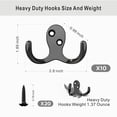 thumbnail image 3 of Huhou Heavy Duty Double Prong Coat Hook, Black, 10 Count, 3 of 10