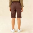 thumbnail image 4 of Frostluinai Kids Linen Shorts 5-16Y Elastic Waist Cuff Bermuda Shorts Solid Lounge Shorts Lightweight Beach Travel Shorts with Pocket, 4 of 9