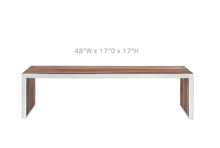 Take Me Home - Nove Walnut Medium Bench whit Metal base ; Solid + Manufactured sturdy stainless steel