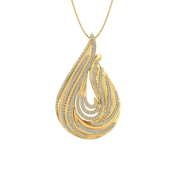 0.65 Carat Diamond Tear Drop Pendant Necklace in 14K Yellow Gold (Included Silver Chain) (I1-I2 Clarity)