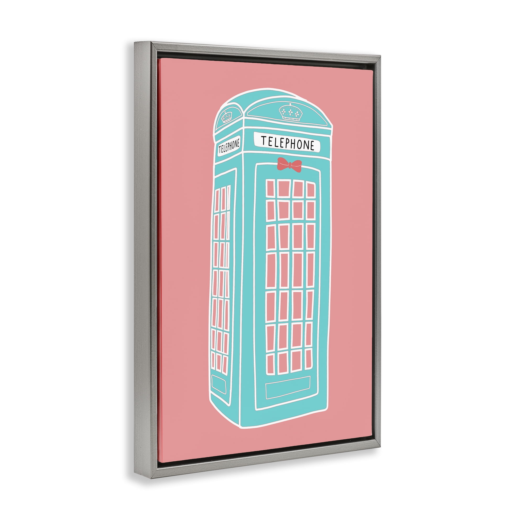 Stupell Industries Pastel Telephone Booth Abstract Painting Gray Floater Framed Canvas Art Print Wall Art, 17 x 25