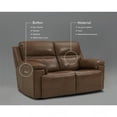 thumbnail image 4 of Genuine Leather Reclining Loveseat with Zero Gravity, Adjustable Headrest & Footrest, USB/Type-C Ports & Cross-stitching Detail, 4 of 6