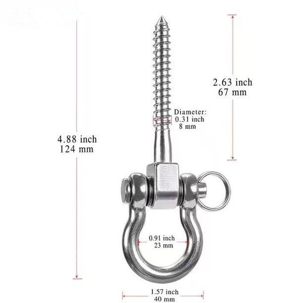 2 piezas de 900 kg de capacidad 304 gancho de techo de acero inoxidable, suspensión para silla colgante, lámpara colgante, hamaca, saco de boxeo, entrenador de cabestrillo
