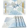 thumbnail image 2 of Coastal Placemats Washable, Linen Rectangular Place Mats Set of 4, Dining Table Decor for Living Room, Kitchen, Farmhouse and Outdoor (Blue, 12x18 Inch), 2 of 5