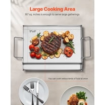 Stainless Steel 17x13 BBQ Griddle Pan - Flat Top Grill for Outdoor, Camping & Backyard Cooking